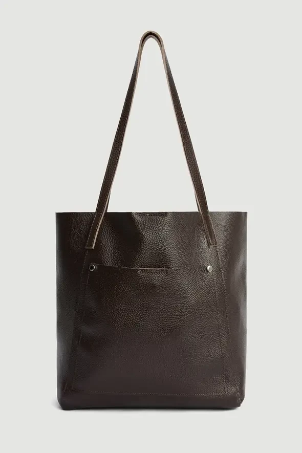 Large Leather Bag - Brown - 1