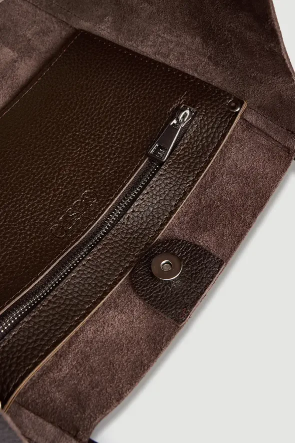 Large Leather Bag - Brown - 3