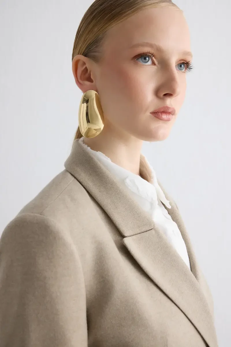 Large Oval Earrings - Gold - 2