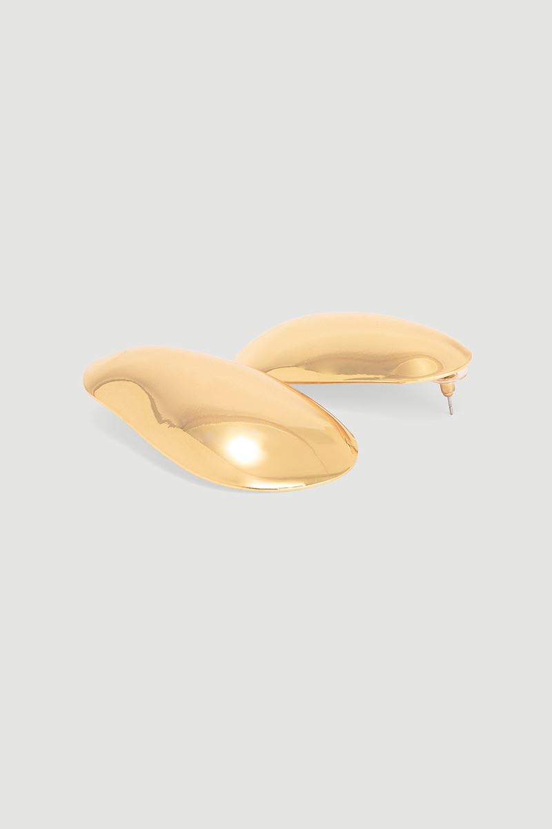 Large Oval Earrings Gold - 3