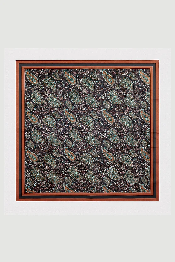 Large Paisley Pattern Scarf - Brick Red - Gusto