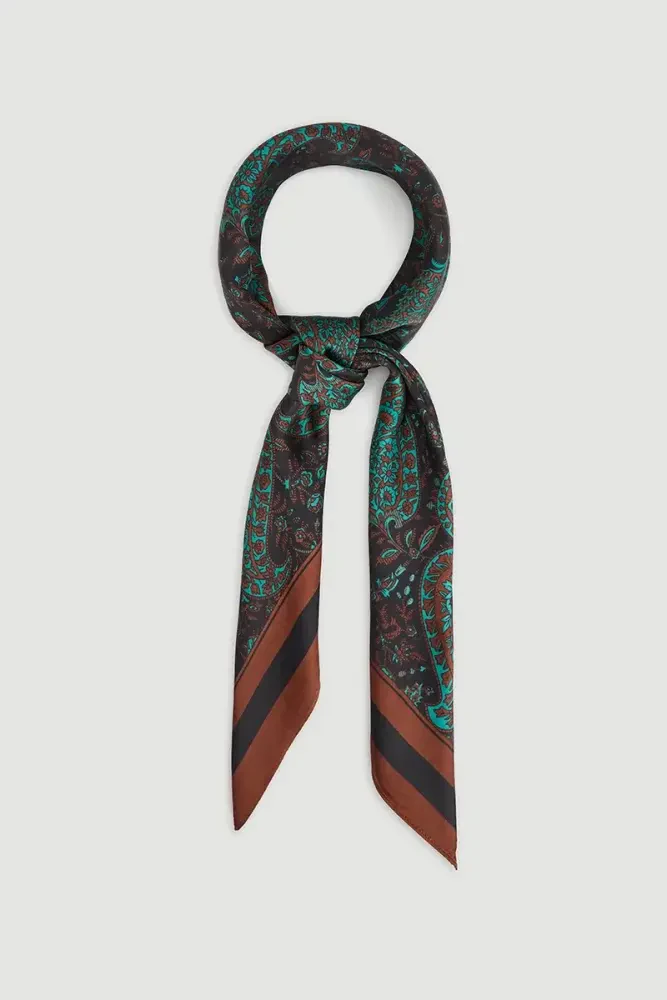 Large Shawl Patterned Scarf - Terracotta Brick-red