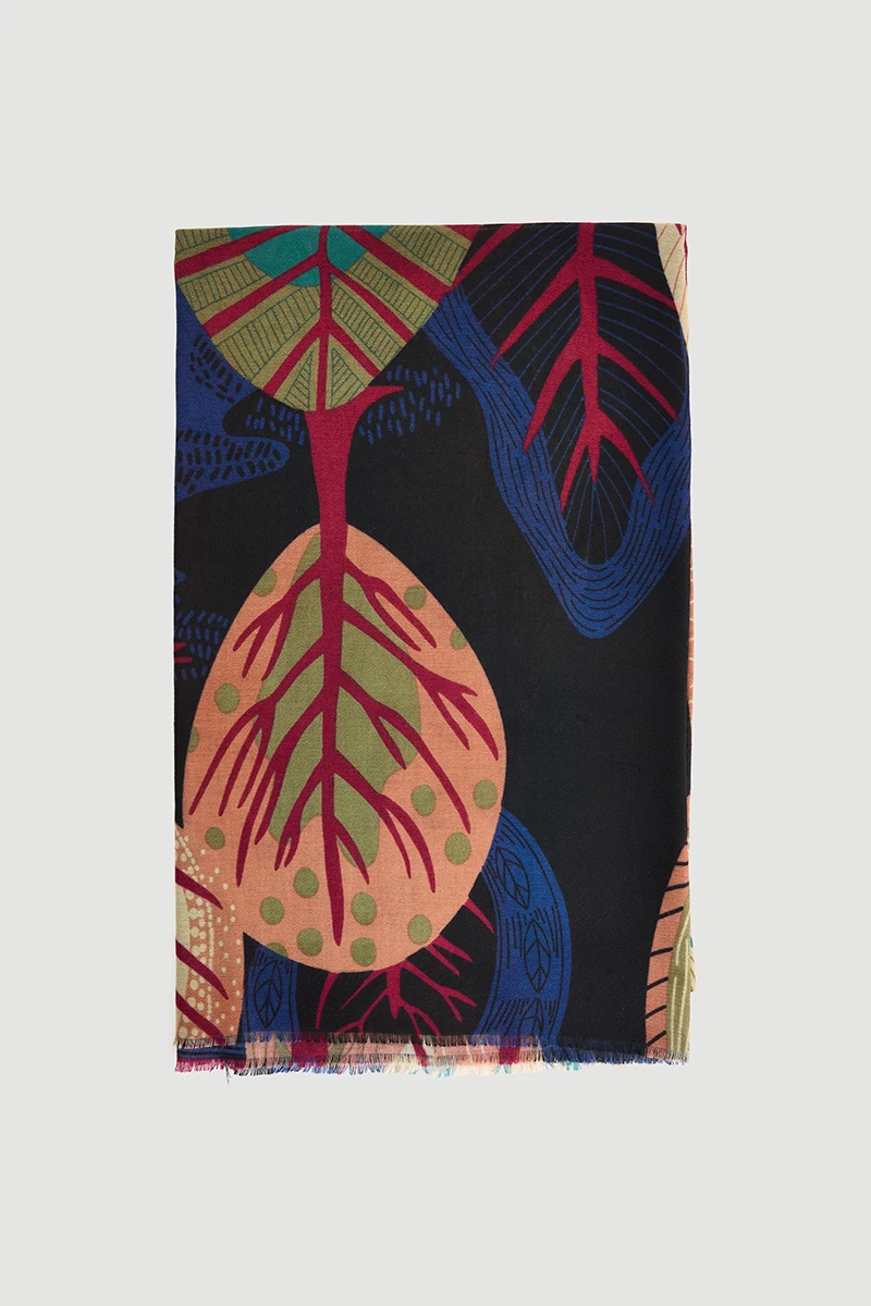 Leaf Pattern Shawl - Green - Gusto