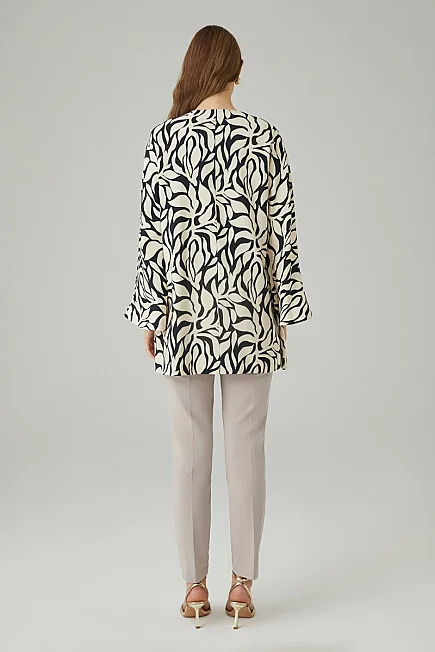 Leaf Print Kaftan - Black - Gusto