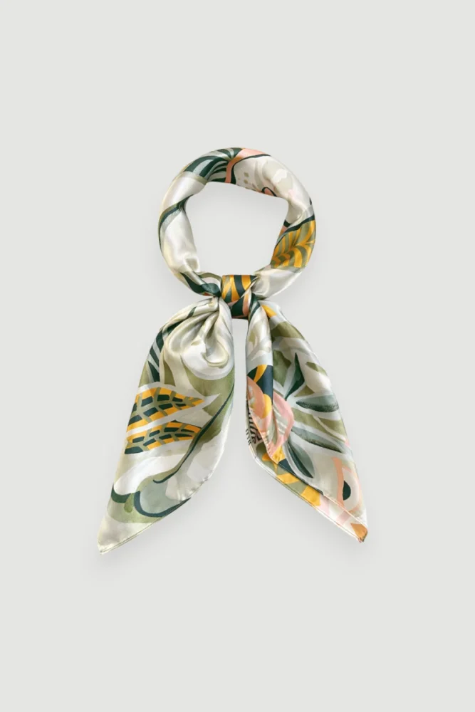 Leaf Print Scarf - Beige Beige