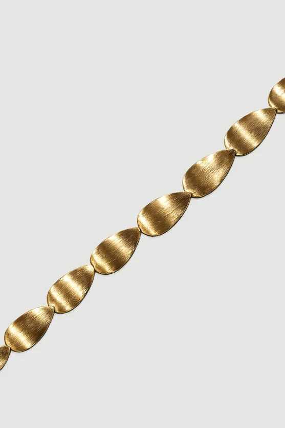 Leaf-Shaped Necklace - Gold - 3