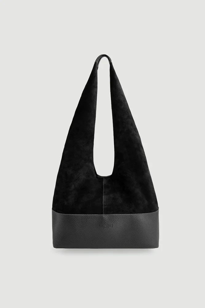 Leather-Based Double Suede Bag - Black