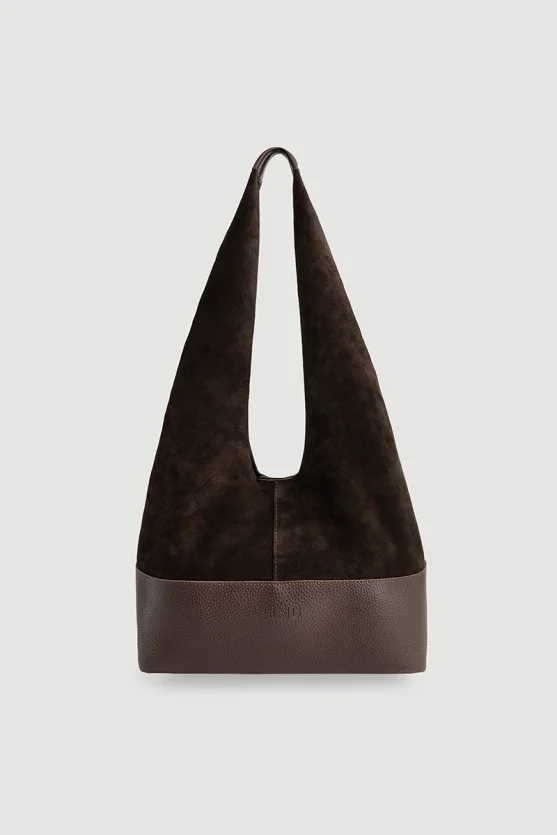Leather Based Double Suede Bag Brown - Gusto
