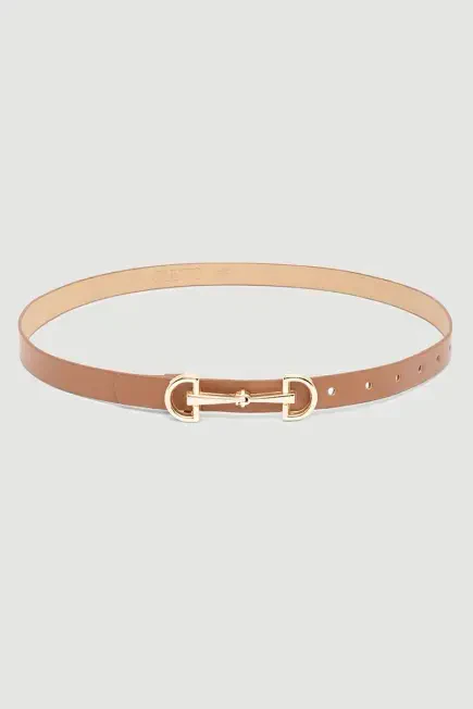 Leather Belt with Lock Buckle - Tan Tan