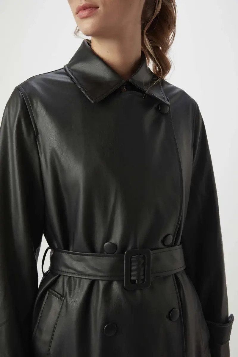 Black hotsell leather overcoat