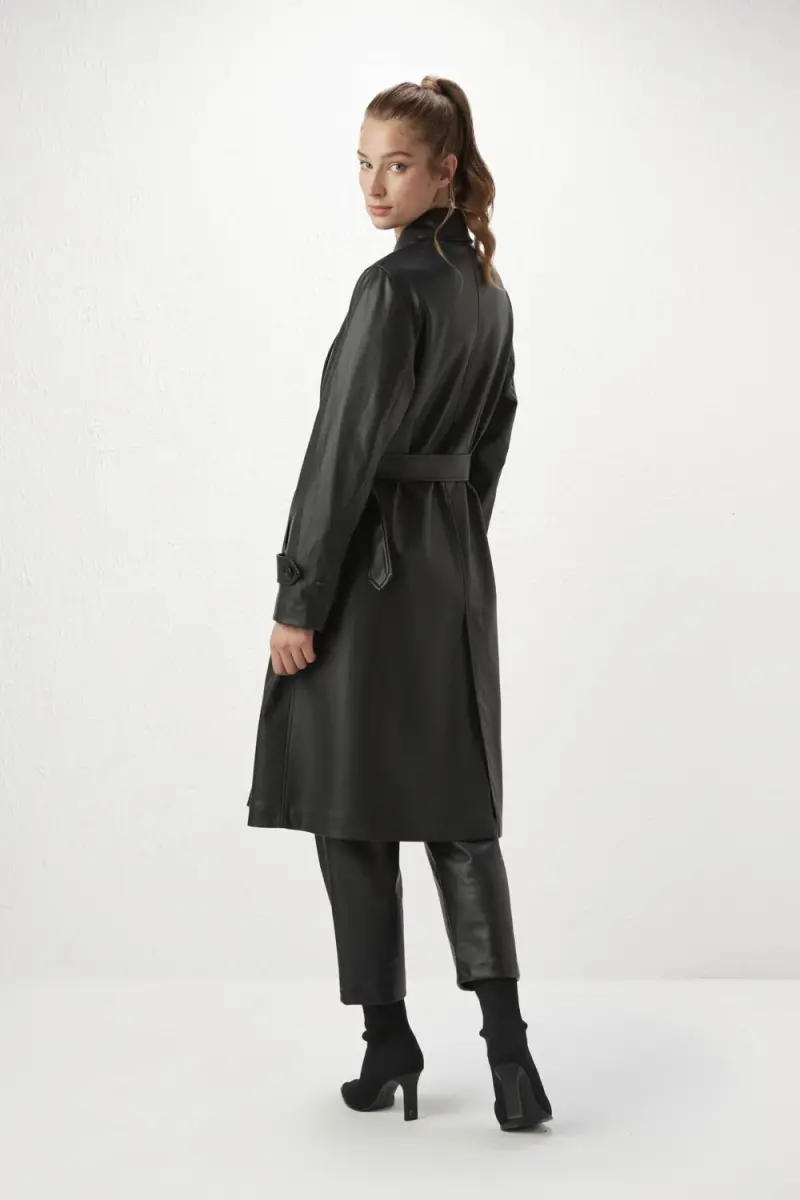 Vince double face sale leather trench