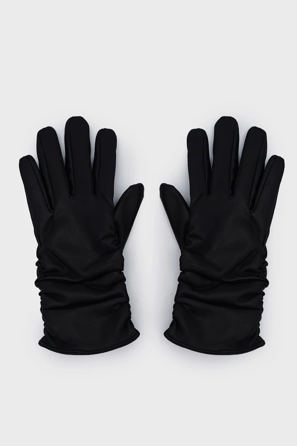 Leather Gloves - Black - 1