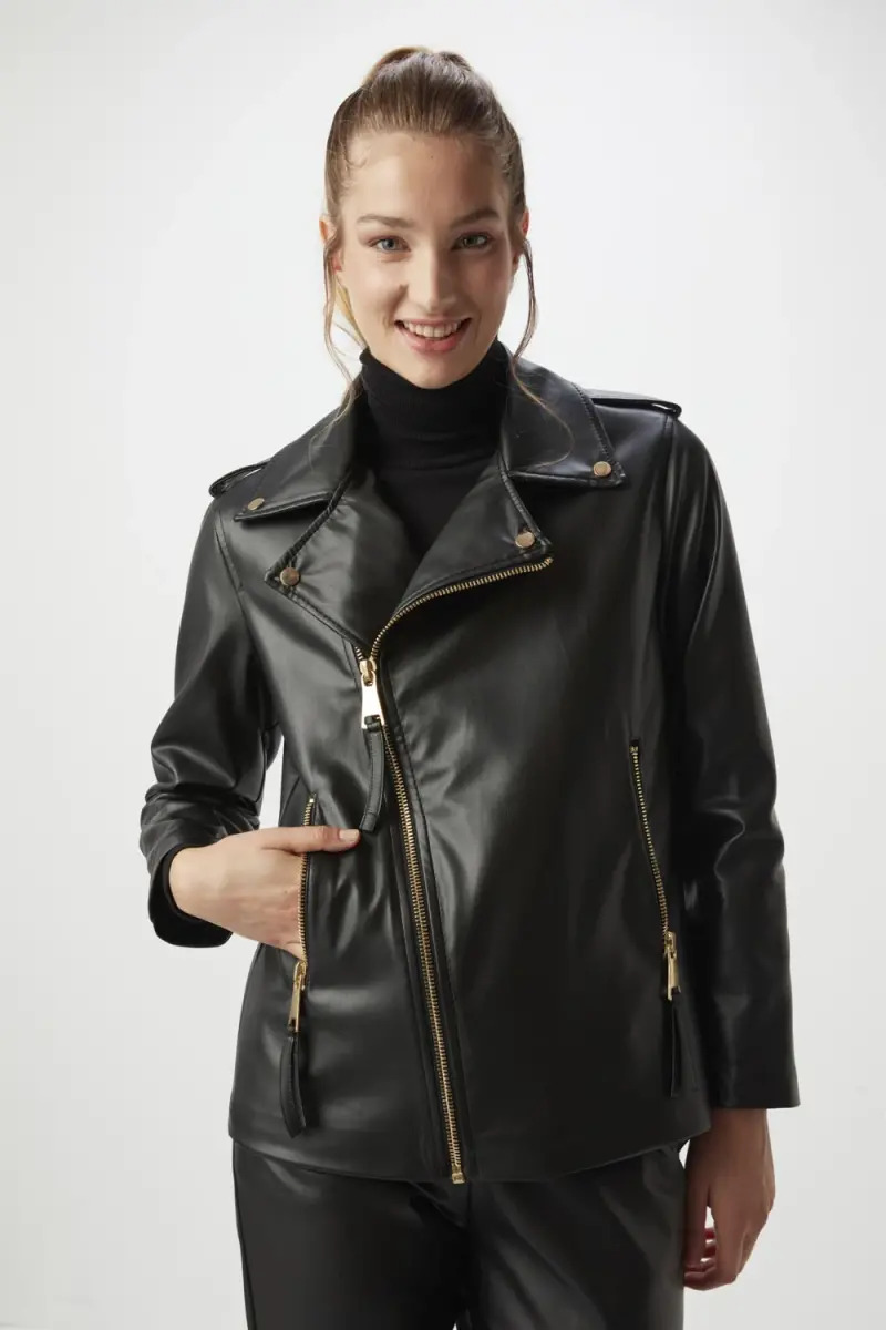 Black winter hotsell leather jacket