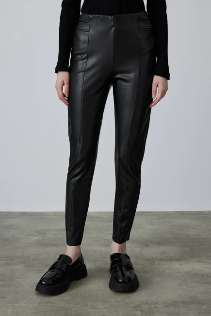 Leather Leggings Pants - Black Black