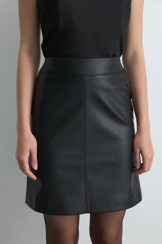 Leather Mini Skirt Black - 2