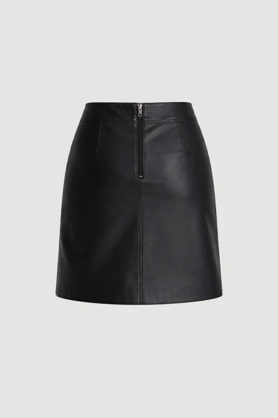 Leather Mini Skirt Black - 6