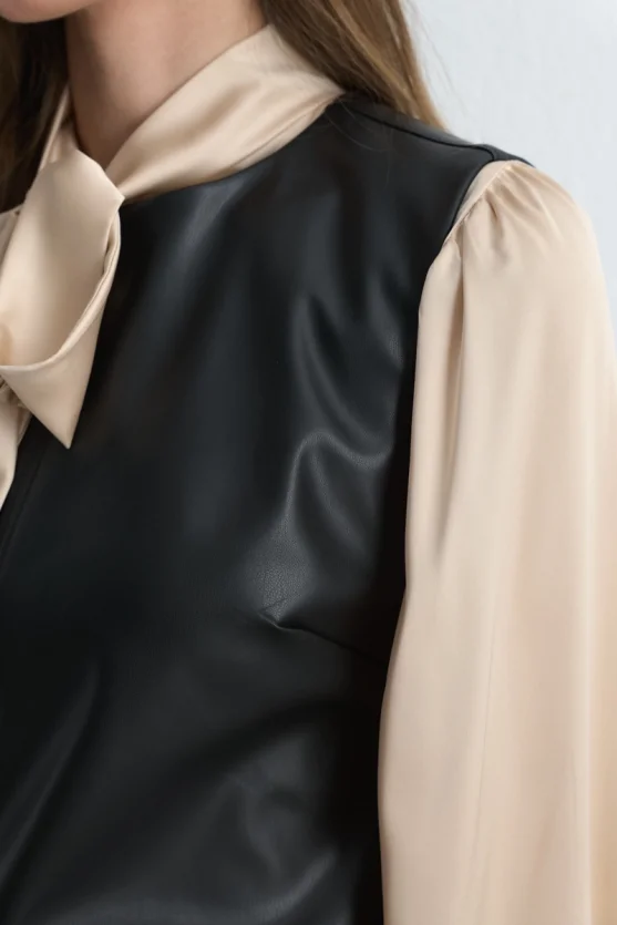 Leather Pinafore Dress Black - Gusto