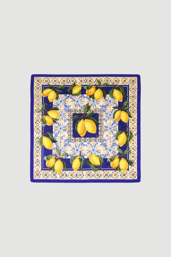 Lemon Print Scarf - Navy Blue - Gusto