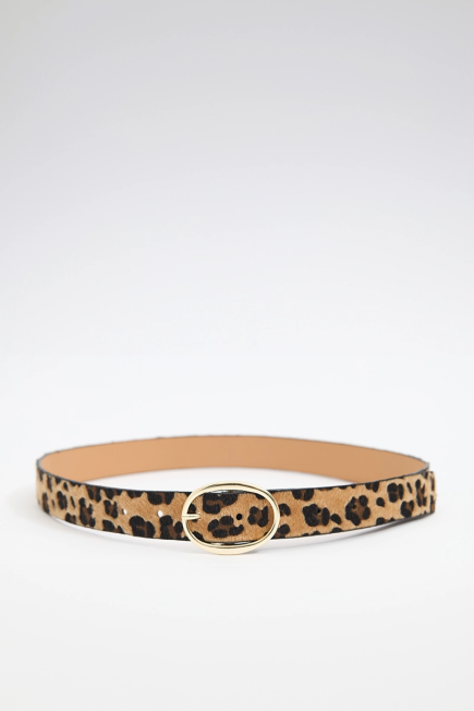 Leopard Belt with Metal Buckle - Brown Brown