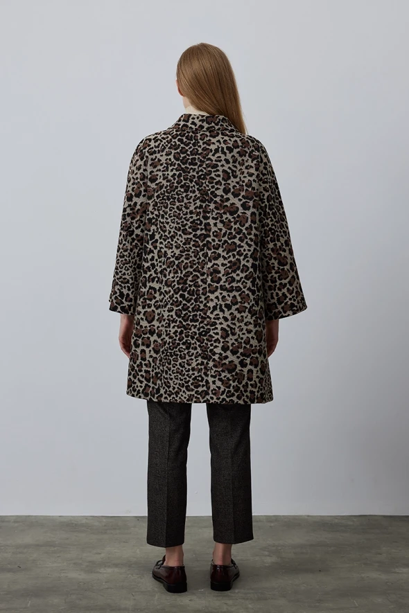 Leopard Patterned Caftan - Brown - 6