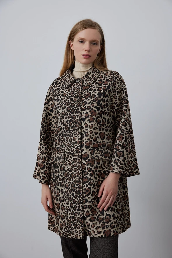 Leopard Patterned Caftan - Brown - 4