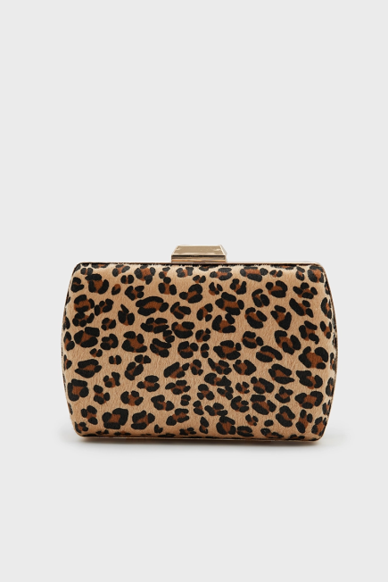 Leopard Print Clutch Bag - Brown Brown