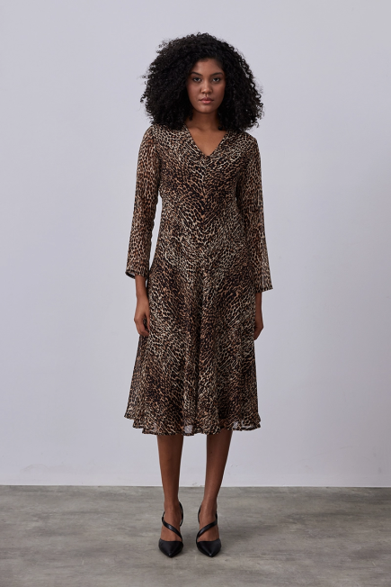 Leopard Print Dress - Brown Brown