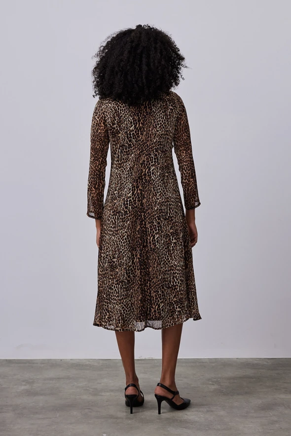 Leopard Print Dress - Brown - 7