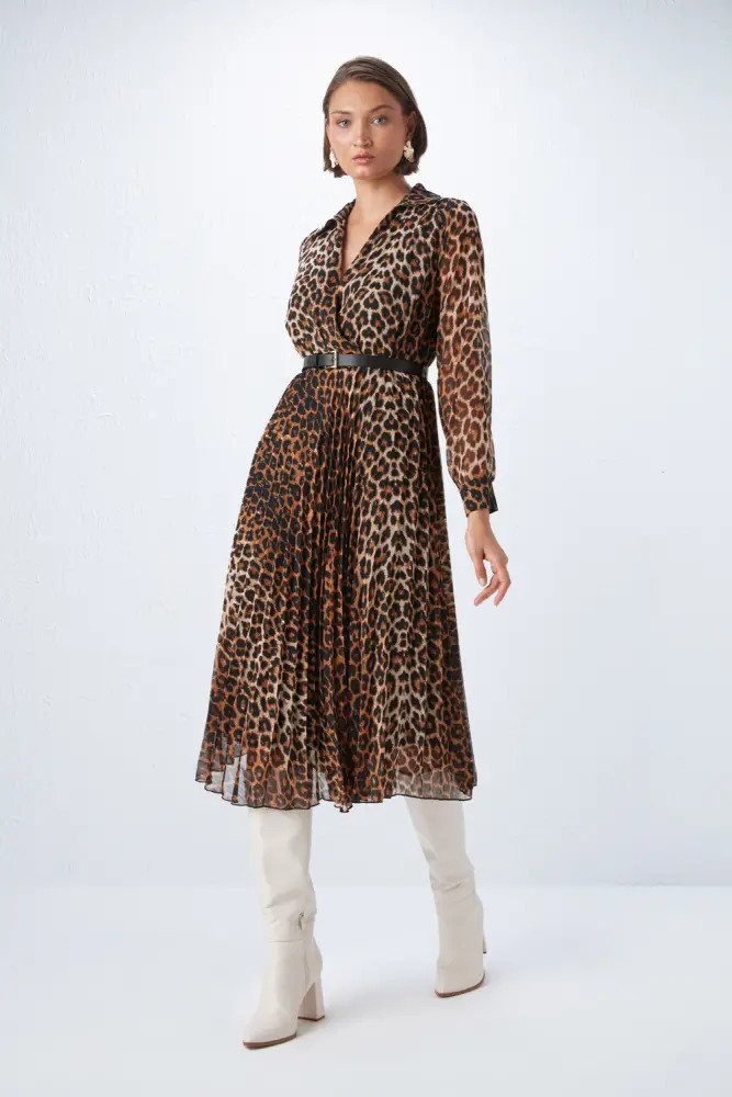 Black dress with 2024 leopard print belt