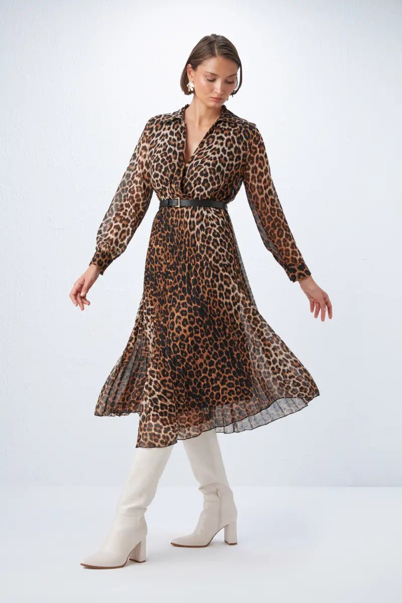 Leopard dress with on sale belt