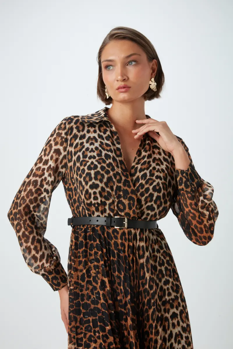 Leopard dress sales with belt