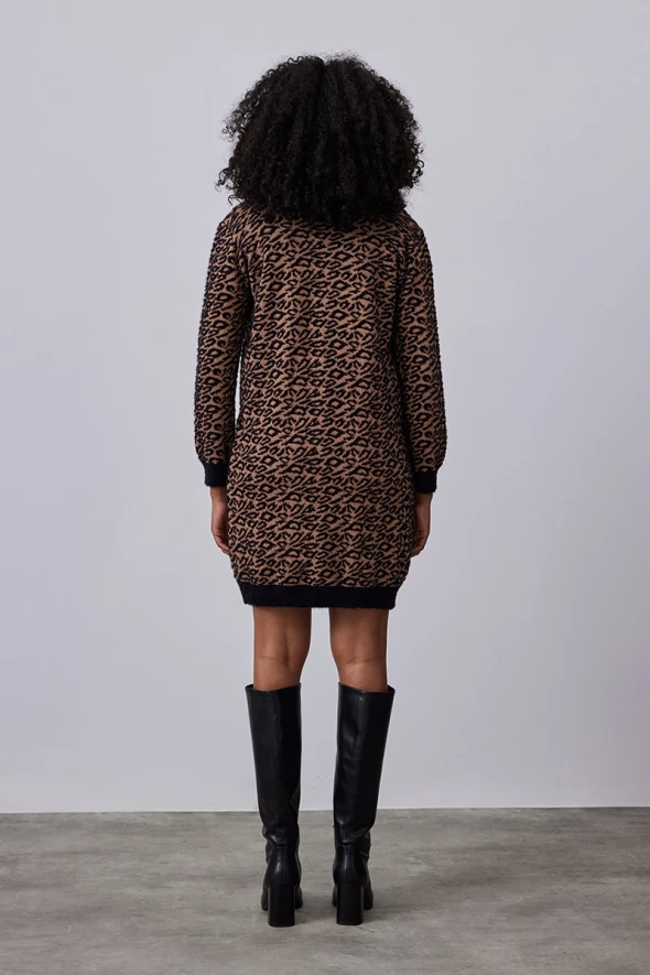 Leopard Print Knitwear Cardigan - Brown - 5