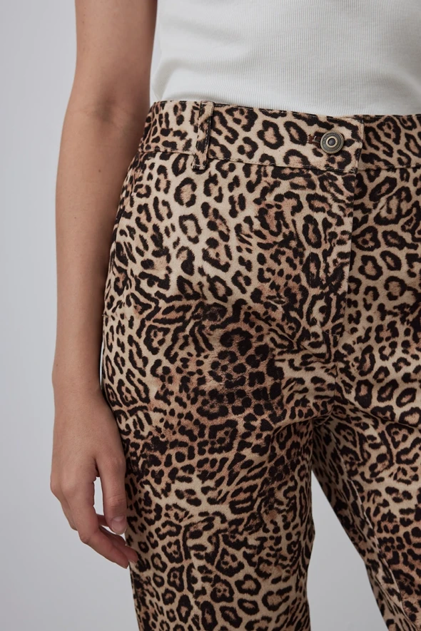 Leopard Print Mom Pants - Brown - 4