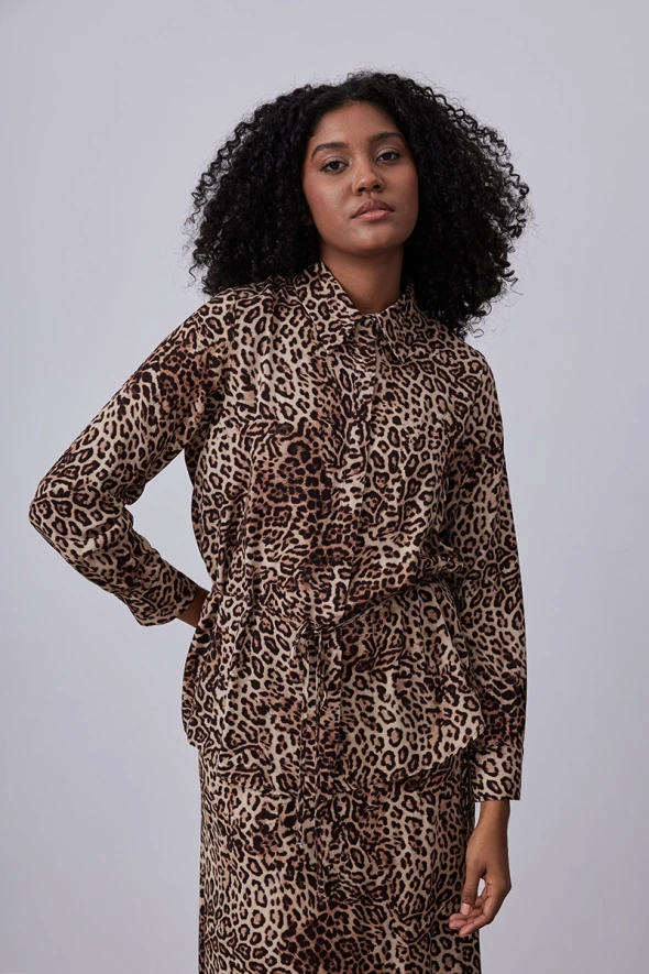 Leopard Print Shirt - Brown - 2