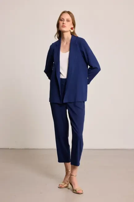 Linen Carrot Pants - Navy Navy Blue