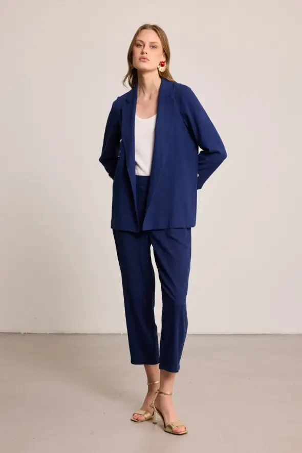 Linen Carrot Pants - Navy - 1