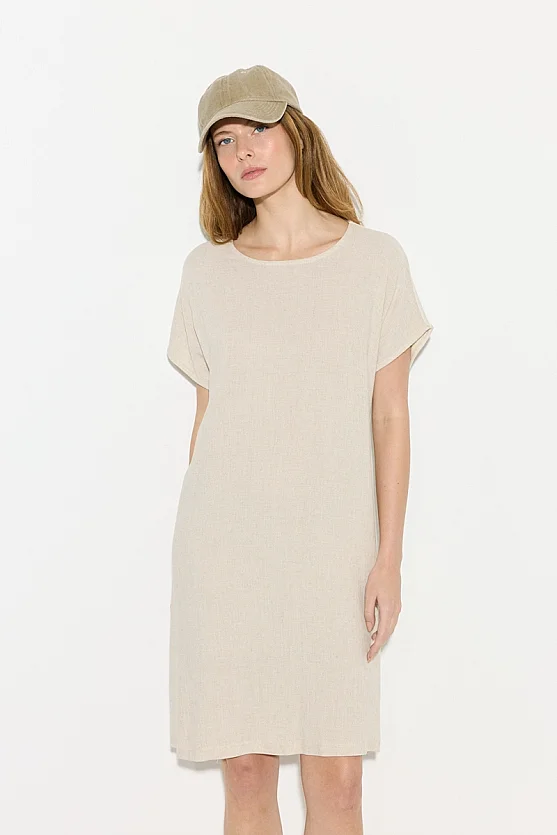 Linen Front Dress - Beige - Gusto