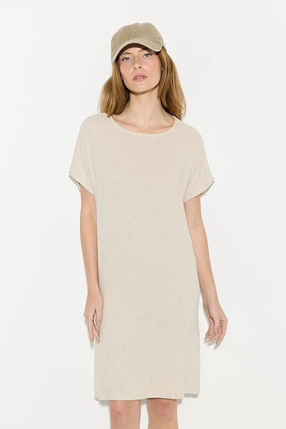 Linen Front Dress - Beige - Gusto