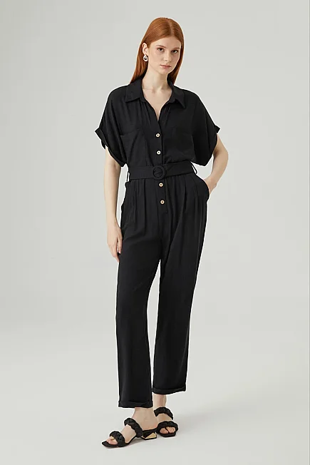 Linen Jumpsuit - Black