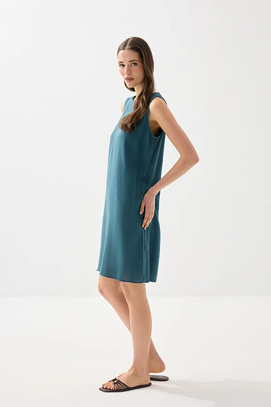 Linen Pinafore Dress - Green - Gusto