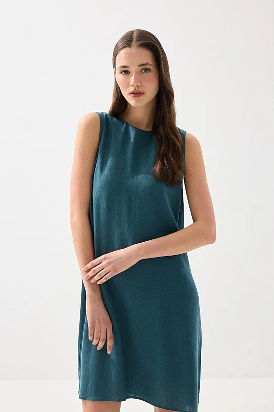 Linen Pinafore Dress - Green - Gusto