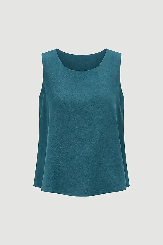 Linen Tank Blouse - Green - 7