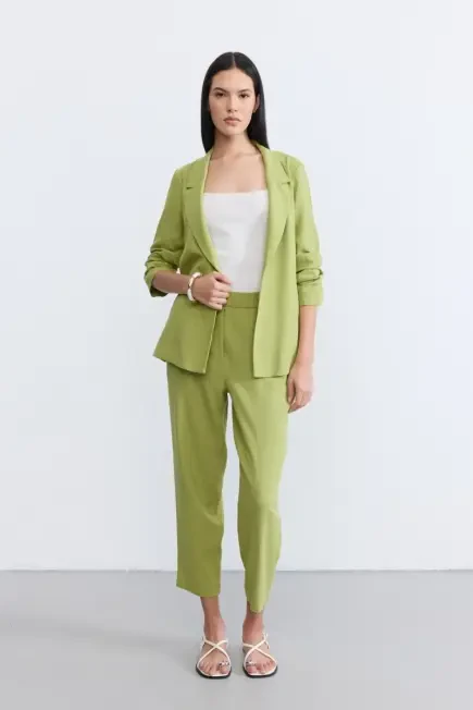 Linen Tapered Pants - Green Green