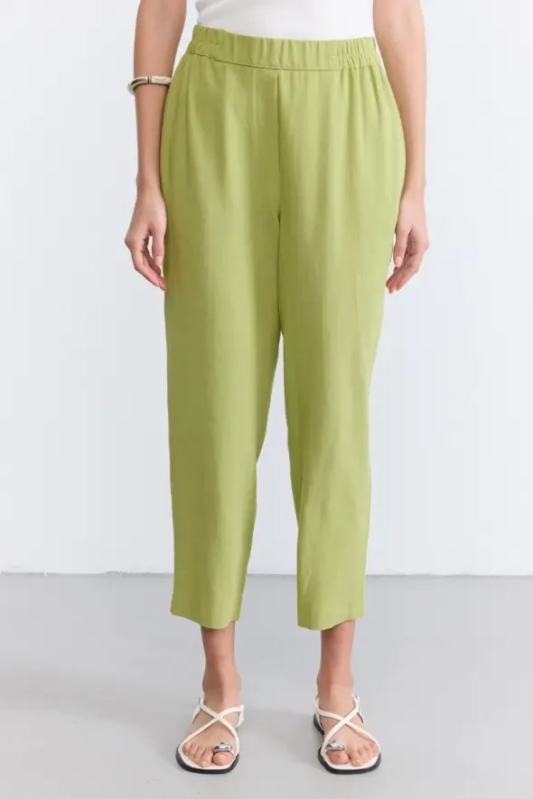 Linen Tapered Pants - Green - 2