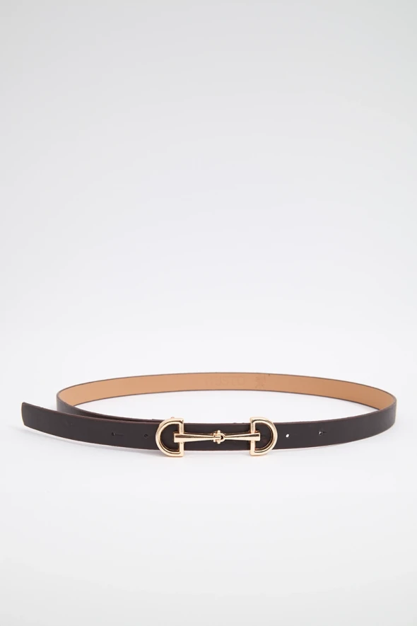 Lock Buckle Belt - Brown - 1