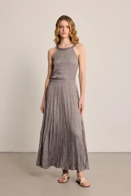 Long Crinkled Skirt - Grey - Gusto
