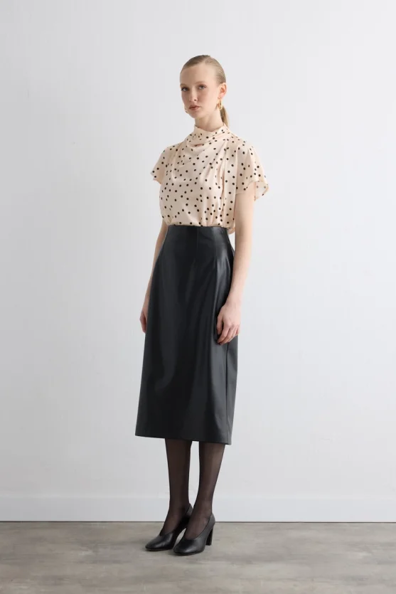 Long Leather Skirt - Black - Gusto