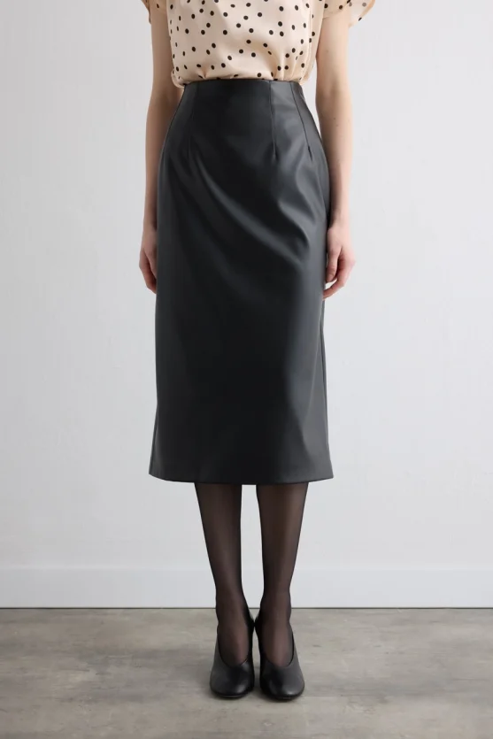 Long Leather Skirt Black - Gusto
