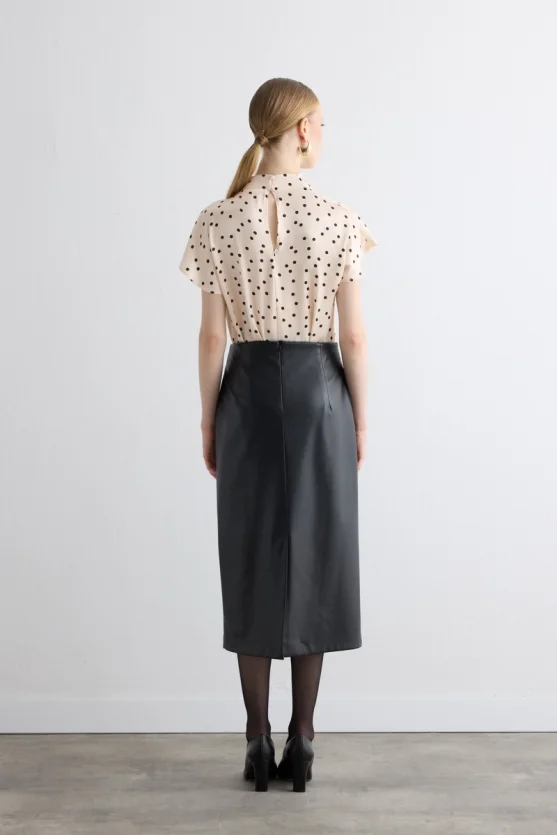 Long Leather Skirt Black - 7