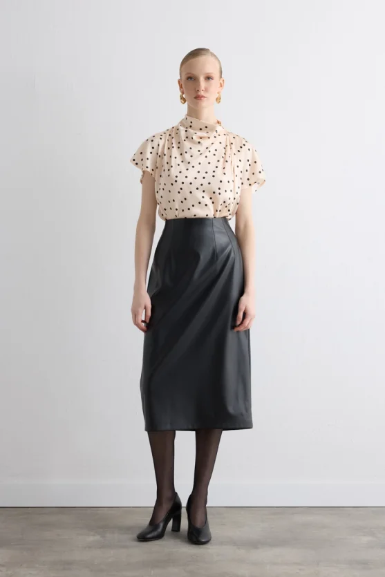 Long Leather Skirt Black - 5